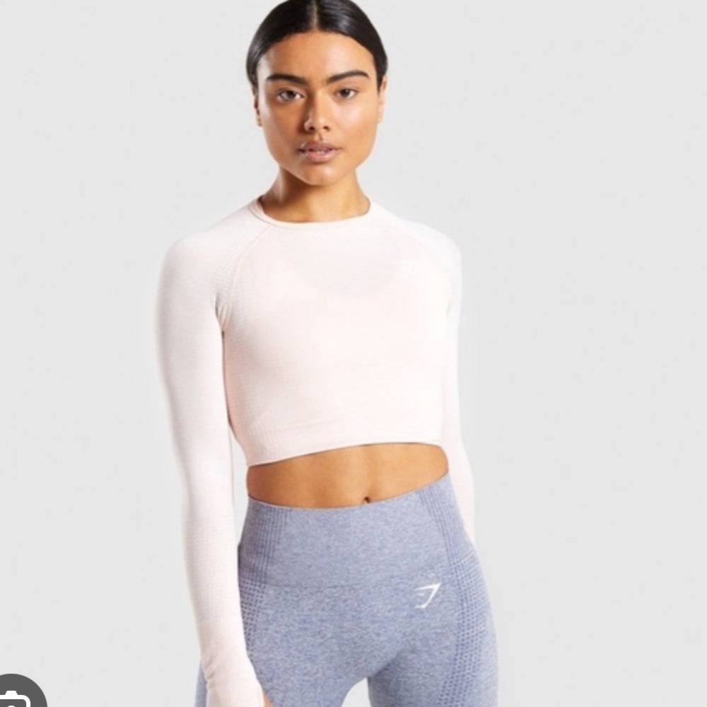 Gymshark vital seamless long sleeve crop top size medium in blush